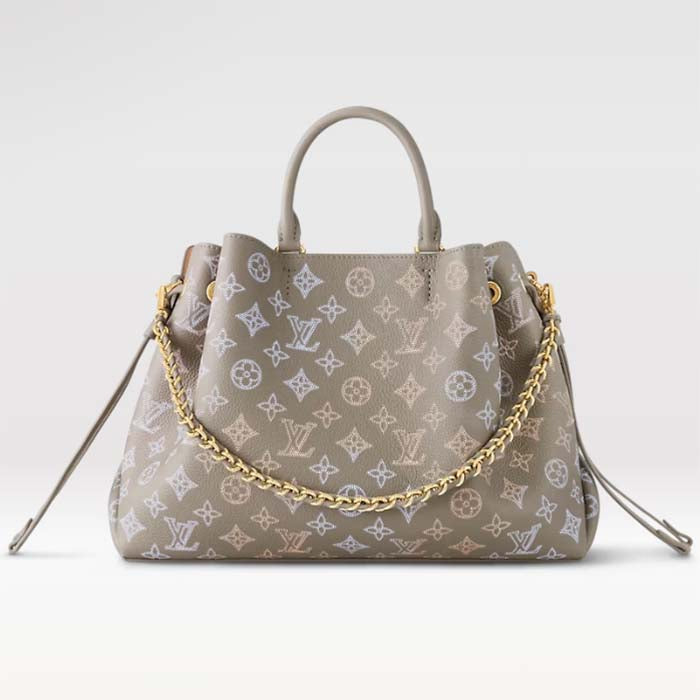 Louis Vuitton LV Unisex Bella Tote Gray Mahina Perforated Calfskin Leather