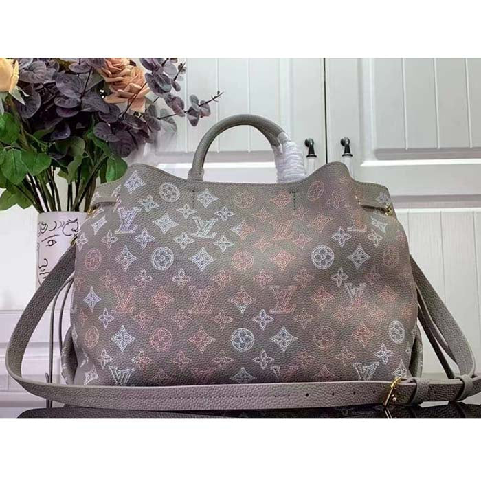 Louis Vuitton LV Unisex Bella Tote Gray Mahina Perforated Calfskin Leather