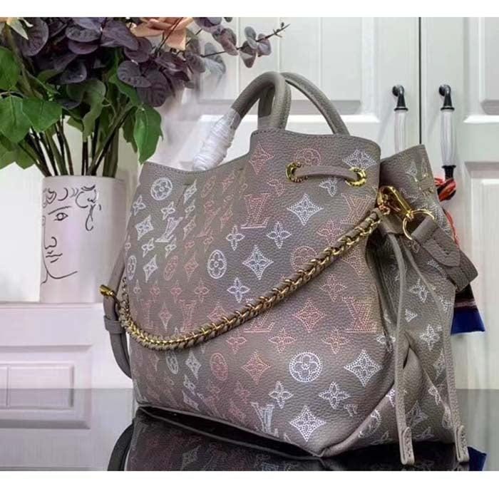 Louis Vuitton LV Unisex Bella Tote Gray Mahina Perforated Calfskin Leather