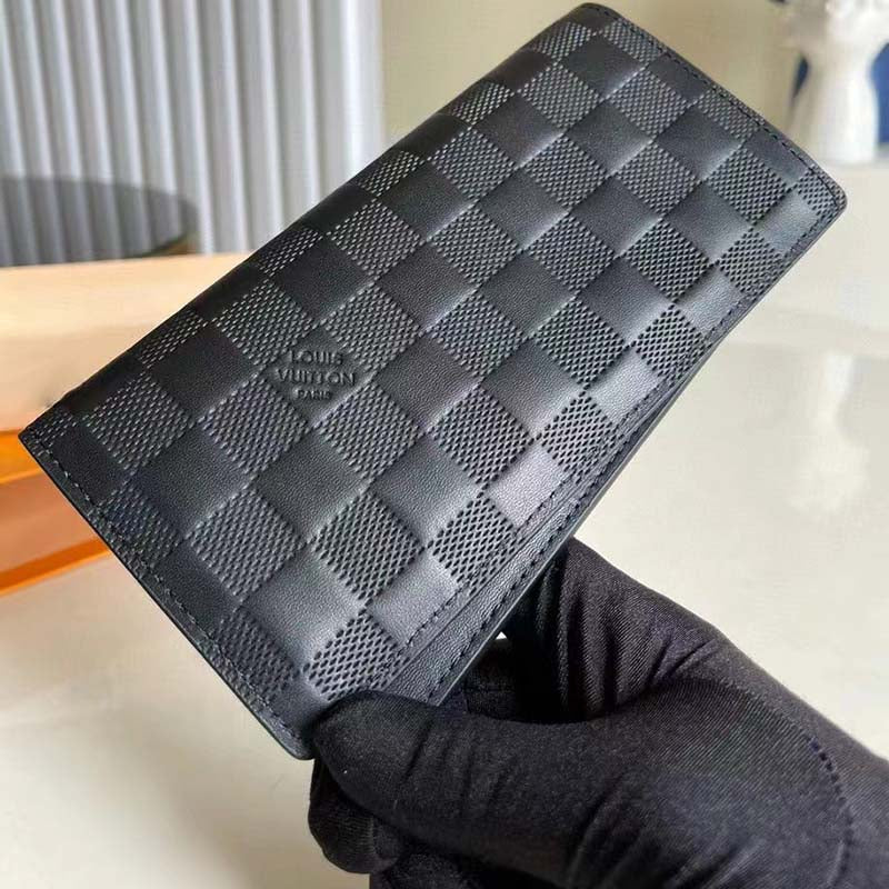 Louis Vuitton LV Unisex Brazza Wallet Black Damier Infini Leather