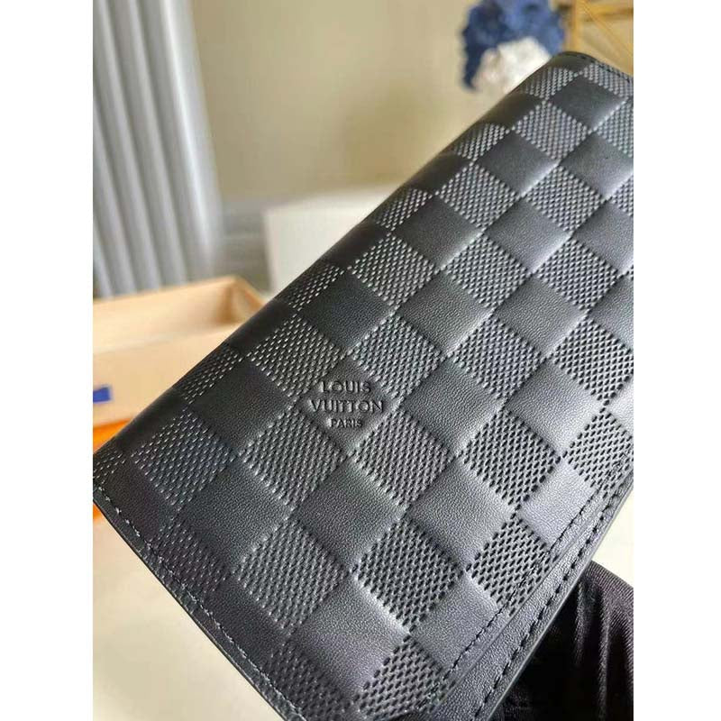 Louis Vuitton LV Unisex Brazza Wallet Black Damier Infini Leather