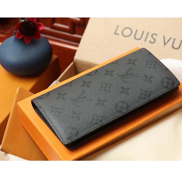 Louis Vuitton LV Unisex Brazza Wallet Black Grey Monogram Eclipse Canvas