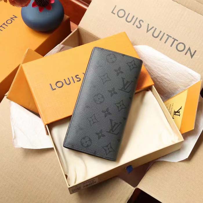 Louis Vuitton LV Unisex Brazza Wallet Black Grey Monogram Eclipse Canvas