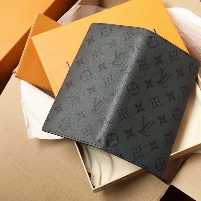 Louis Vuitton LV Unisex Brazza Wallet Black Grey Monogram Eclipse Canvas