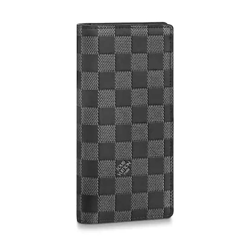 Louis Vuitton LV Unisex Brazza Wallet Damier Infini Onyx Silver Leather