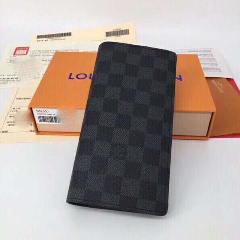 Louis Vuitton LV Unisex Brazza Wallet Damier Infini Onyx Silver Leather