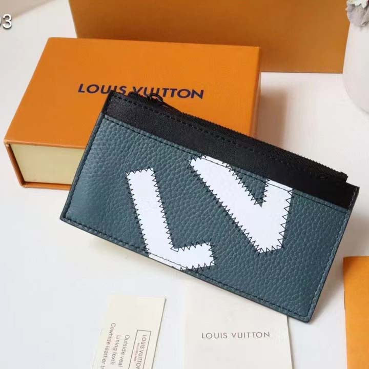 Louis Vuitton LV Unisex CC Holder Wallet Yelow Blue Taurillon Cowhide Leather