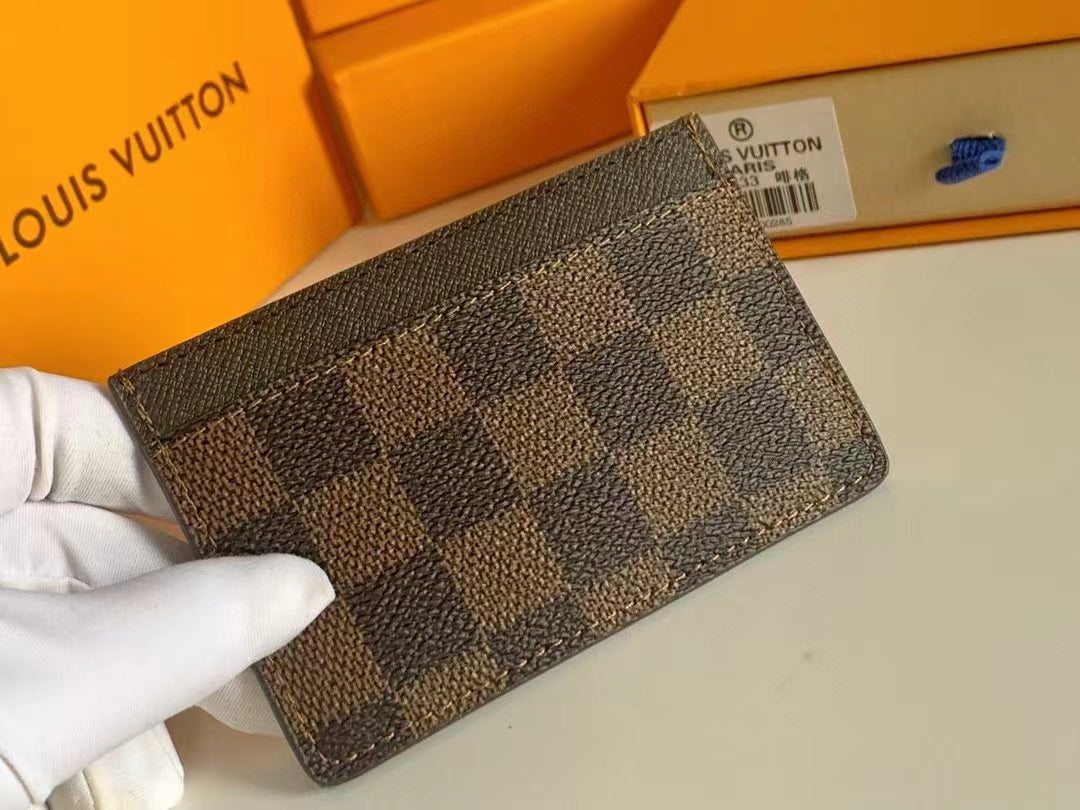 Louis Vuitton LV Unisex Card Holder Wallet Brown Damier Coated Canvas