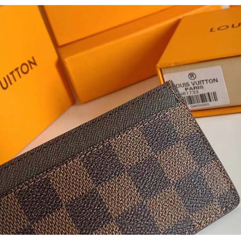 Louis Vuitton LV Unisex Card Holder Wallet Brown Damier Coated Canvas