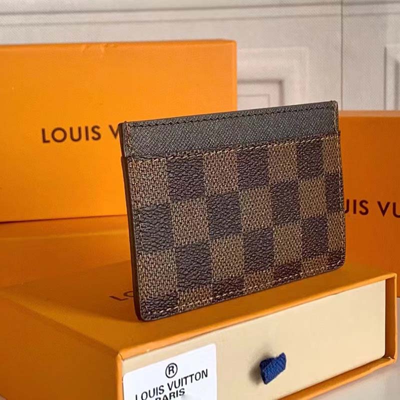 Louis Vuitton LV Unisex Card Holder Wallet Brown Damier Coated Canvas