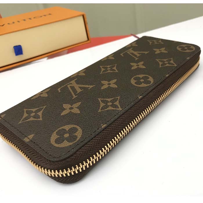 Louis Vuitton LV Unisex Clémence Wallet Brown Red Damier Ebene Coated Canvas