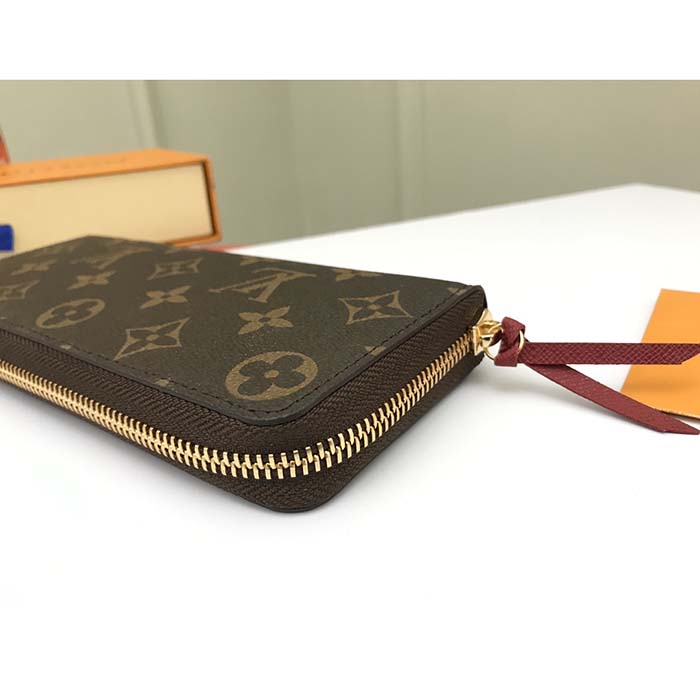 Louis Vuitton LV Unisex Clémence Wallet Brown Red Damier Ebene Coated Canvas