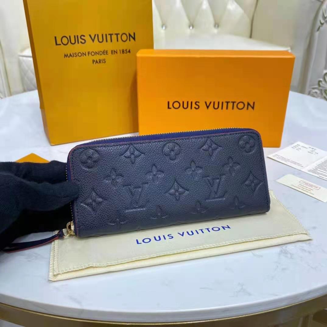 Louis Vuitton LV Unisex Clémence Wallet Marine Rouge Monogram Empreinte Embossed Supple Grained Cowhide