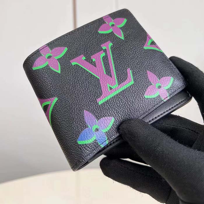 Louis Vuitton LV Unisex Multiple Wallet Black Borealis Calf Leather Textile Lining