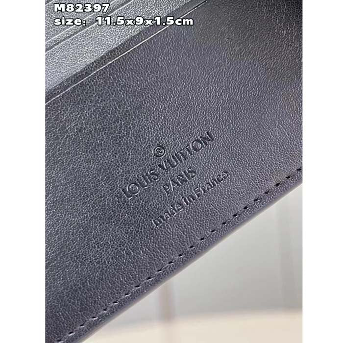 Louis Vuitton LV Unisex Multiple Wallet Black Borealis Calf Leather Textile Lining