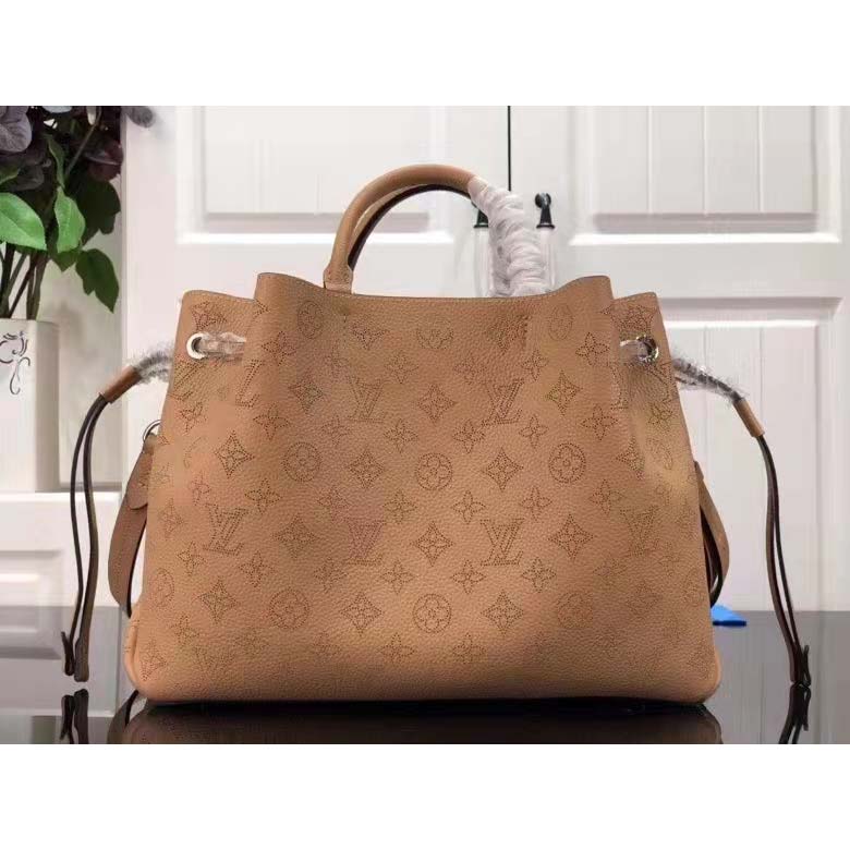 Louis Vuitton LV Women Bella Tote Arizona Brown Mahina Perforated Calfskin Calf