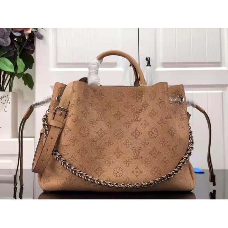 Louis Vuitton LV Women Bella Tote Arizona Brown Mahina Perforated Calfskin Calf