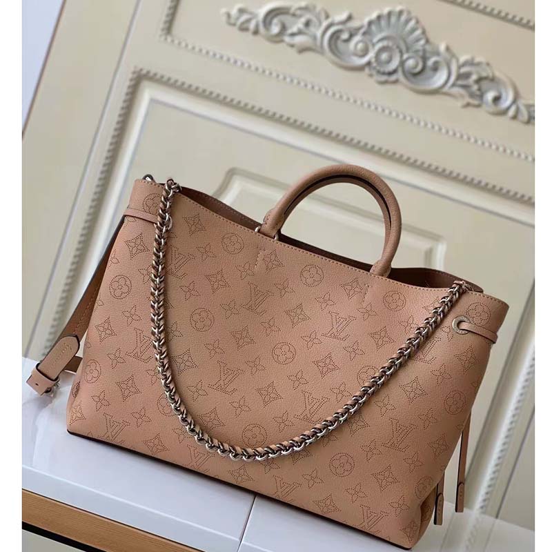 Louis Vuitton LV Women Bella Tote Brown Mahina Perforated Calfskin