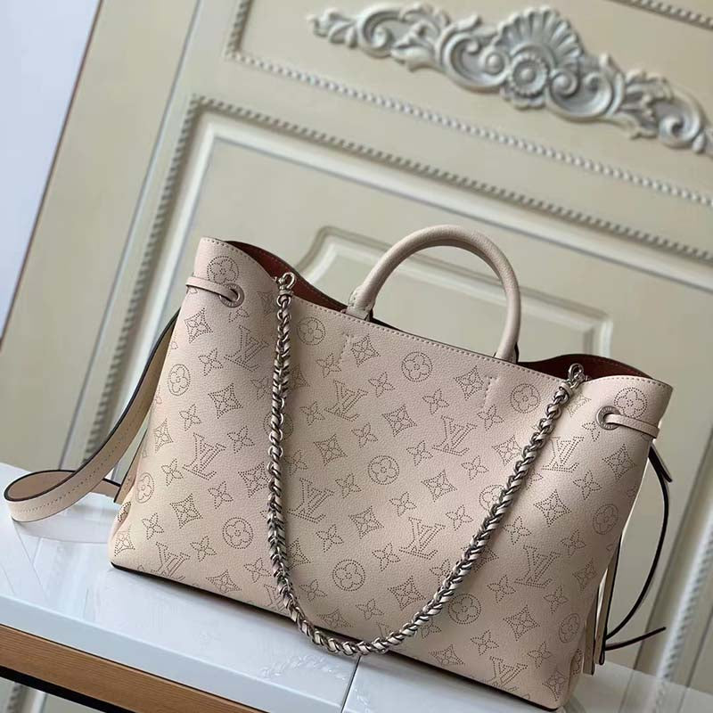 Louis Vuitton LV Women Bella Tote Crème Beige Mahina Perforated Calfskin