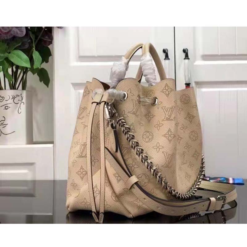 Louis Vuitton LV Women Bella Tote Crème Beige Mahina Perforated Calfskin Calf