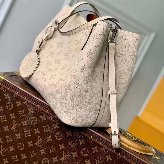 Louis Vuitton LV Women Blossom MM Tote Bag Beige Mahina Perforated Calfskin Leather