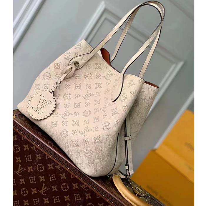 Louis Vuitton LV Women Blossom MM Tote Bag Beige Mahina Perforated Calfskin Leather