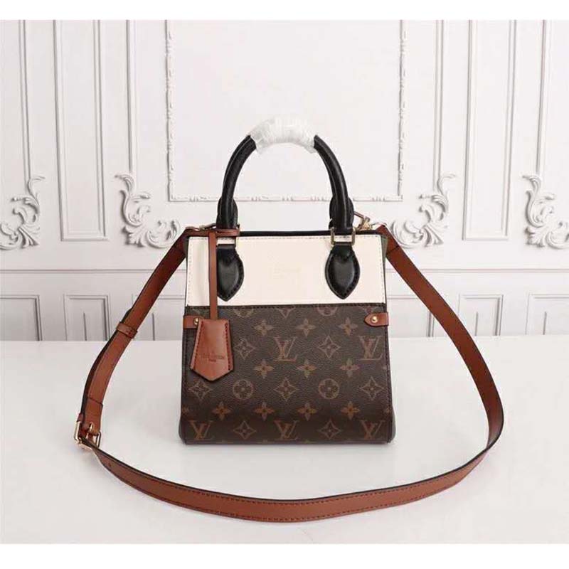 Louis Vuitton LV Women Fold Tote PM Monogram Canvas Calfskin Leather