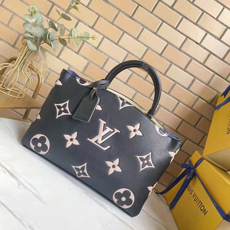 Louis Vuitton LV Women Grand Palais Tote Bag Black Monogram Embossed Grained Cowhide