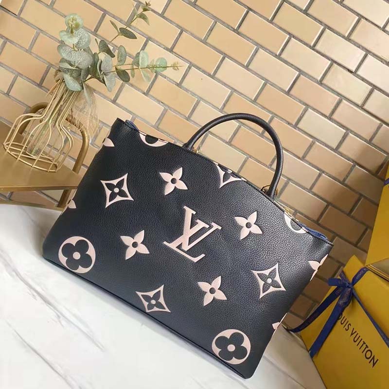 Louis Vuitton LV Women Grand Palais Tote Bag Black Monogram Embossed Grained Cowhide