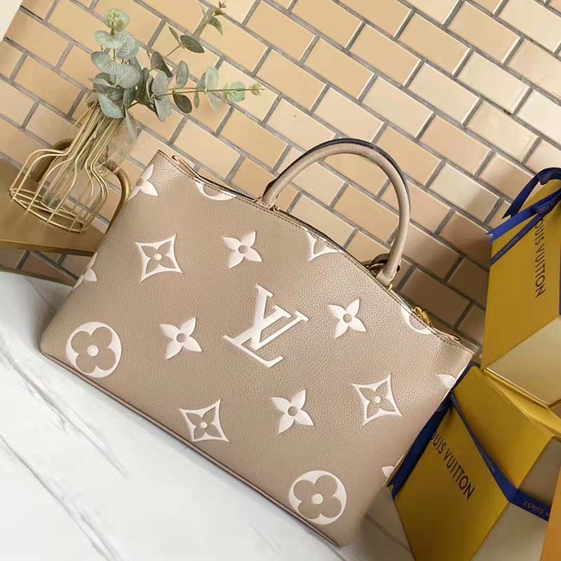 Louis Vuitton LV Women Grand Palais Tote Bag Dove Monogram Embossed Grained Cowhide