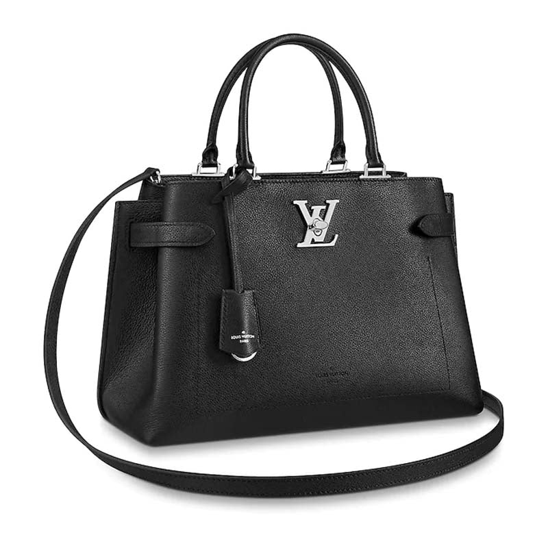 Louis Vuitton LV Women Lockme Day Tote Bag in Grained Calf Leather-Black