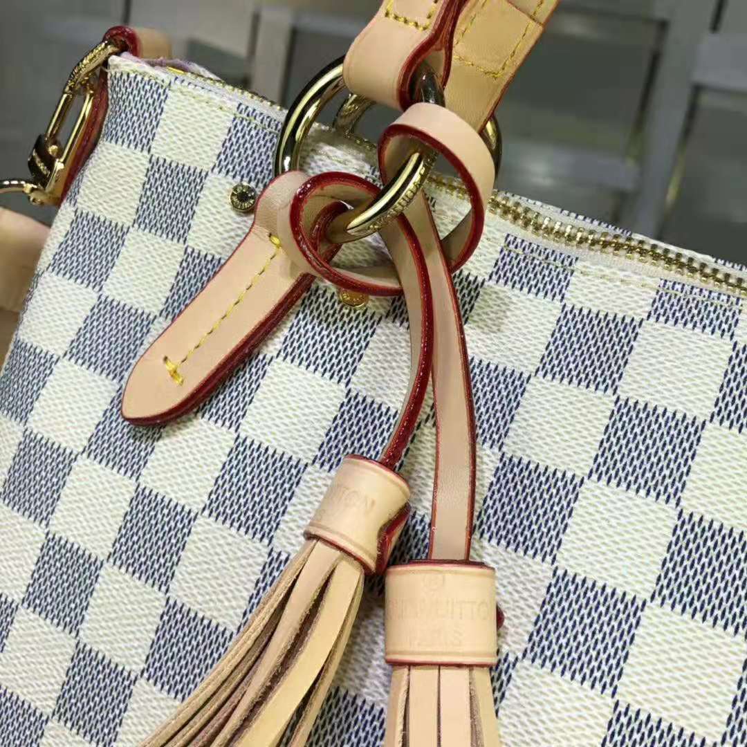 Louis Vuitton LV Women Lymington Zipped Tote in Damier Azur Coated Canvas