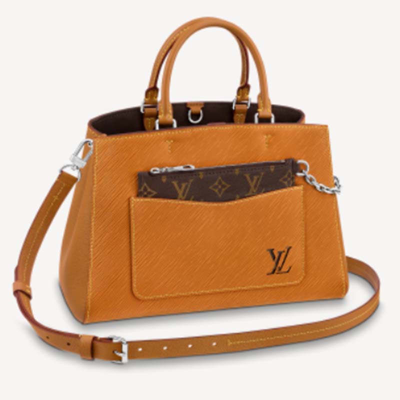 Louis Vuitton LV Women Marelle Tote MM Gold Miel Brown Epi Grained Cowhide