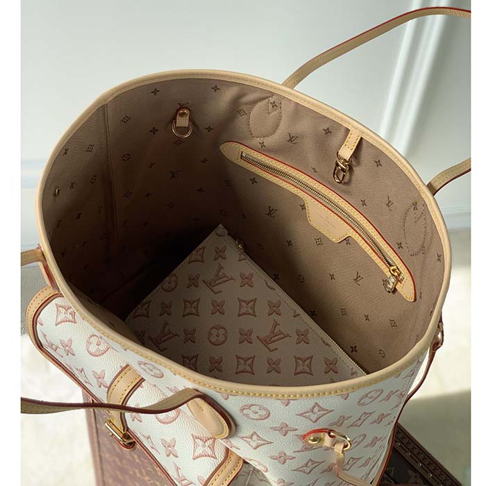 Louis Vuitton LV Women Neverfull MM Tote Bag Beige Monogram Coated Canvas