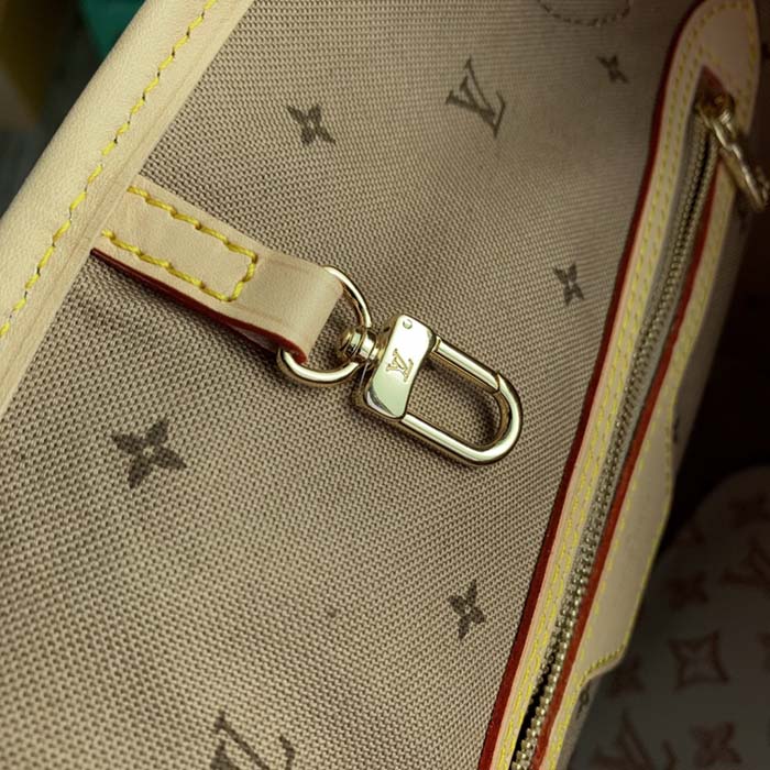 Louis Vuitton LV Women Neverfull MM Tote Bag Beige Monogram Coated Canvas