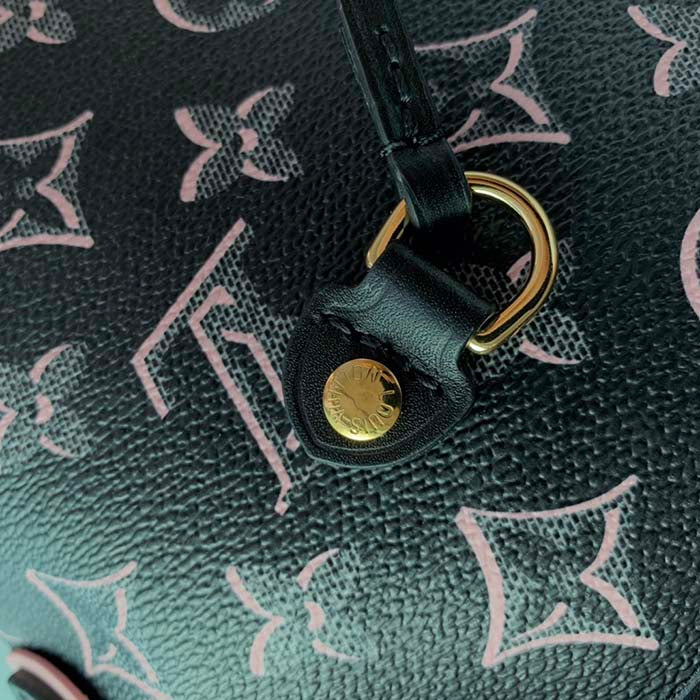 Louis Vuitton LV Women Neverfull MM Tote Bag Black Monogram Coated Canvas