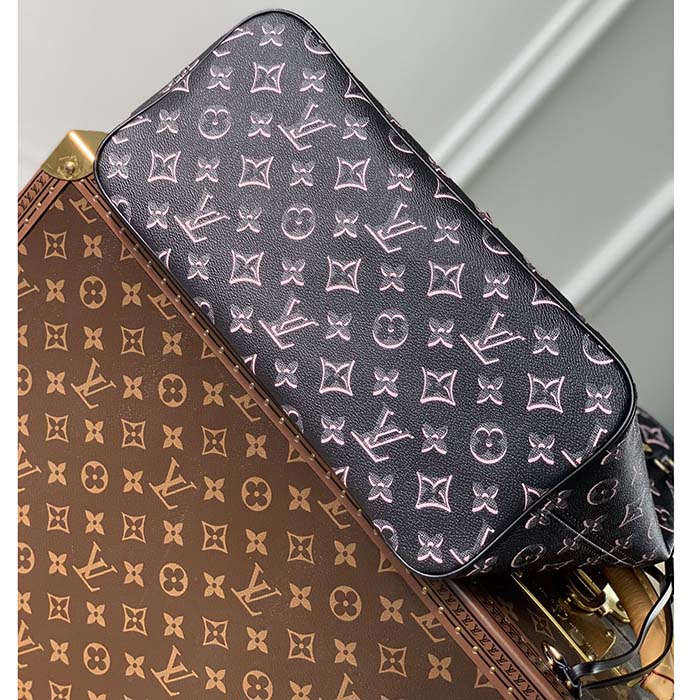 Louis Vuitton LV Women Neverfull MM Tote Bag Black Monogram Coated Canvas