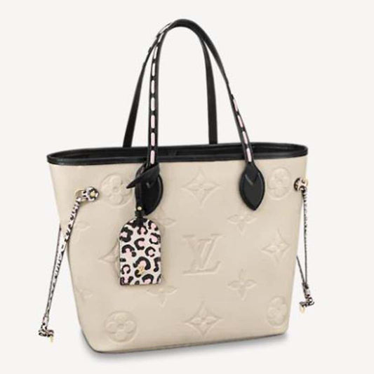 Louis Vuitton LV Women Neverfull MM Tote Bag Wild at Heart Cream Embossed Supple Grained Cowhide