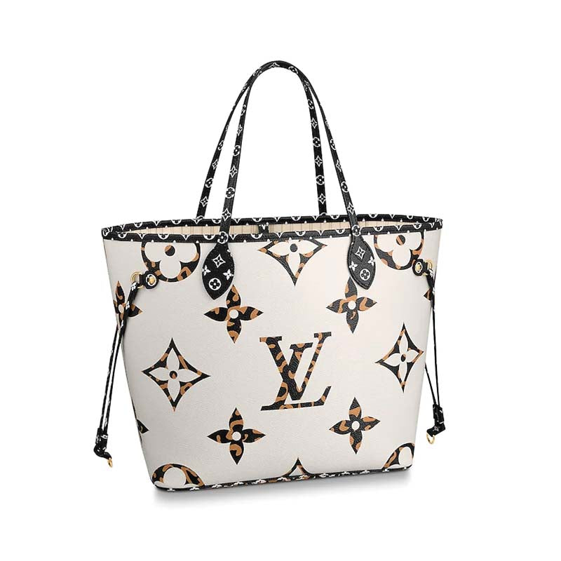 Louis Vuitton LV Women Neverfull MM Tote Bag in Monogram Canvas-White