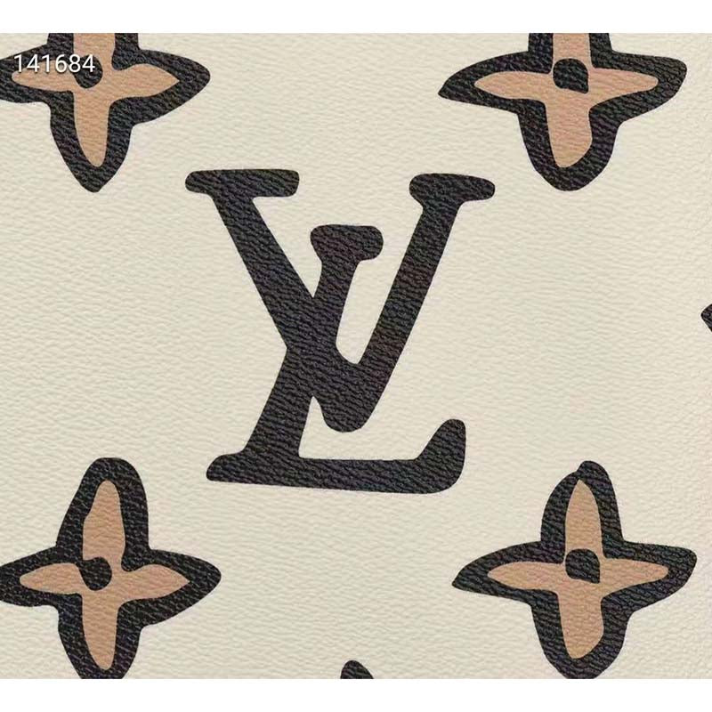 Louis Vuitton LV Women Neverfull MM Tote Cream Monogram Coated Canvas Cowhide Leather