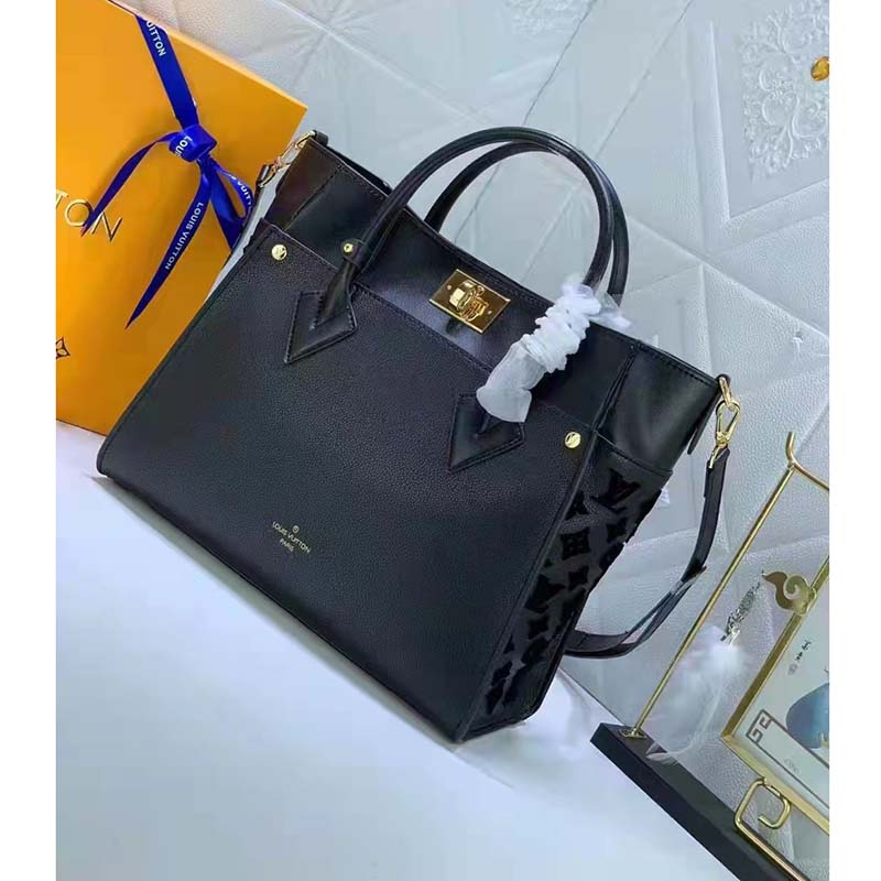 Louis Vuitton LV Women On My Side MM Tote Black Twist Calfskin Monogram Nappa Softy Leather