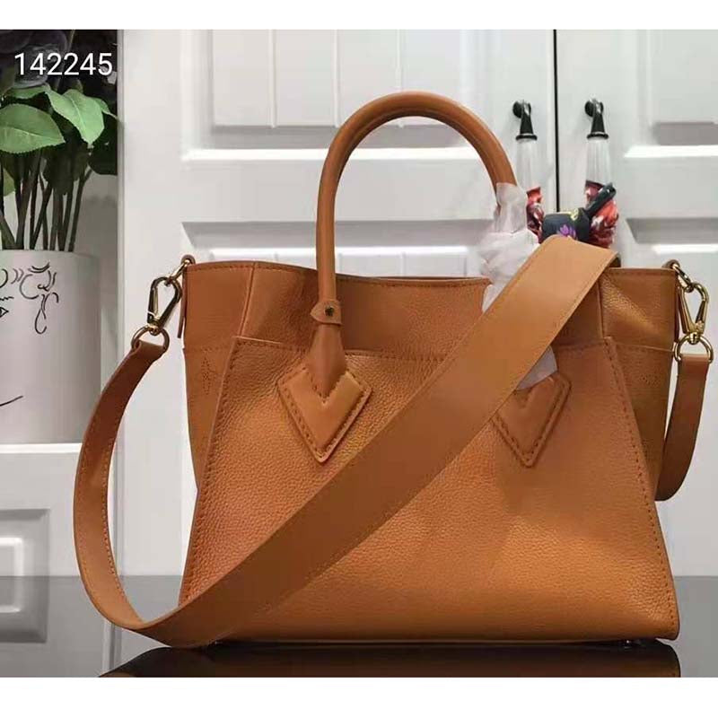 Louis Vuitton LV Women On My Side PM Tote Bag Summer Gold Orange Perforated Calf Leather