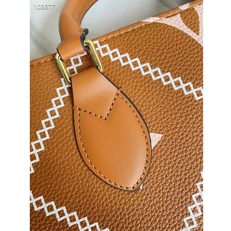 Louis Vuitton LV Women OnTheGo MM Tote Bag Arizona Embossed Supple Grained Cowhide