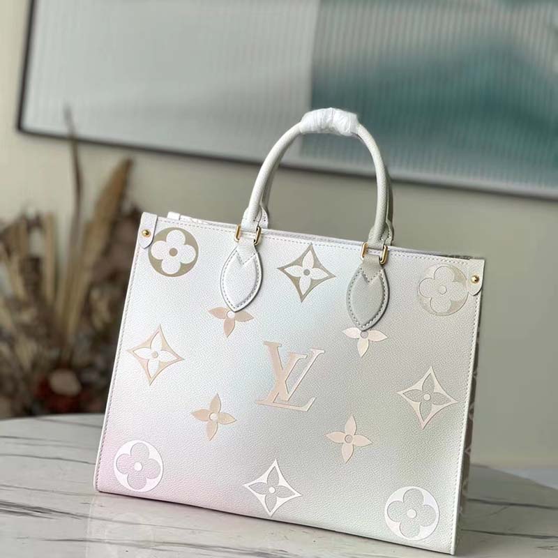 Louis Vuitton LV Women OnTheGo MM Tote Sunset Kaki Monogram Coated Canvas