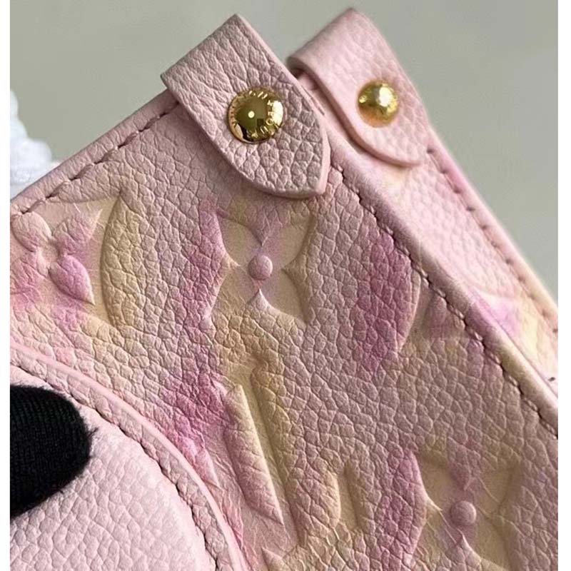 Louis Vuitton LV Women OnTheGo PM Tote Bag Pink Sprayed Embossed Grained Cowhide