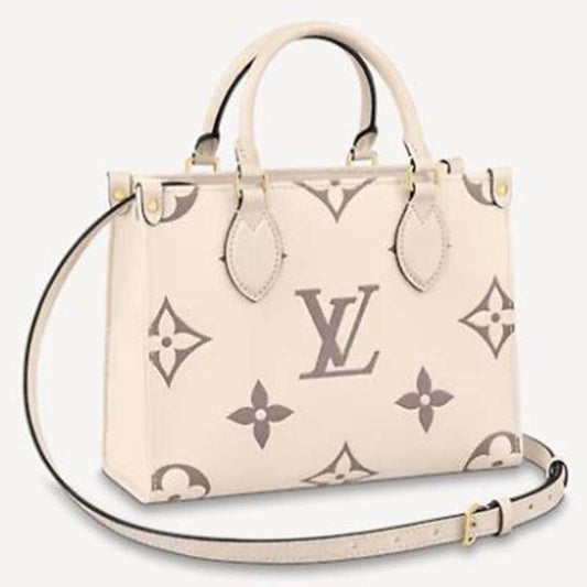 Louis Vuitton LV Women Onthego PM Tote Monogram Empreinte Cowhide Leather-Beige