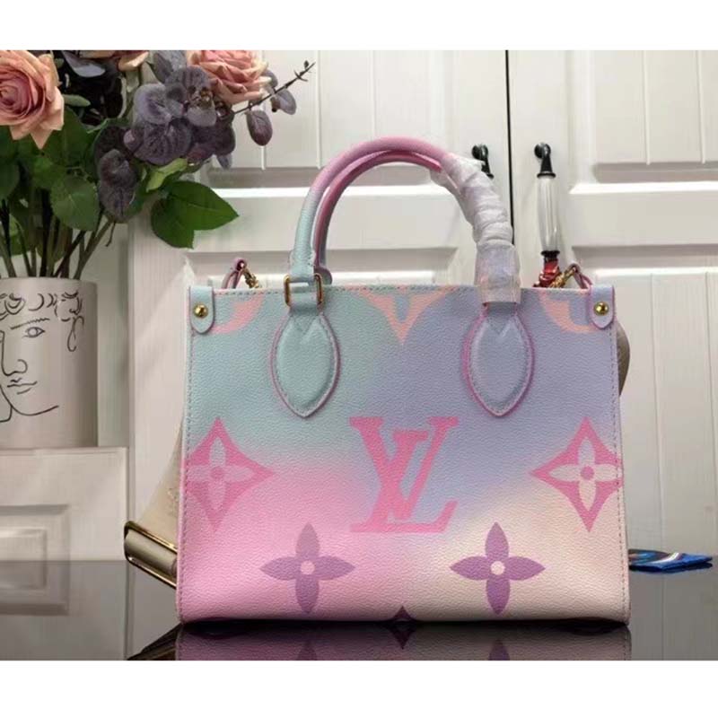 Louis Vuitton LV Women Onthego PM Tote Sunrise Pastel Monogram Coated Canvas