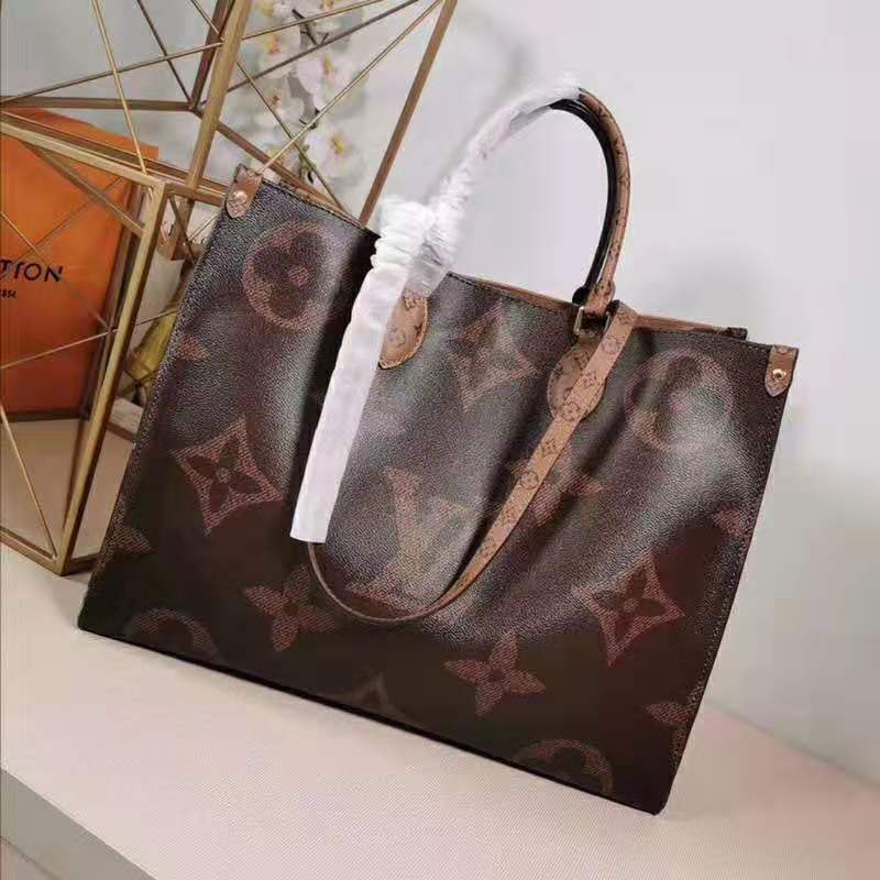 Louis Vuitton LV Women Onthego GM Tote Bag in Monogram Giant Canvas-Brown