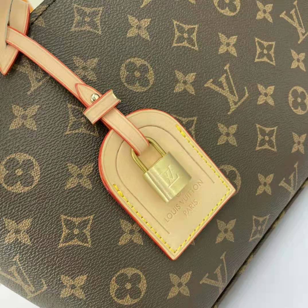 Louis Vuitton LV Women Tote Bag Monogram Coated Canvas Natural Cowhide Leather