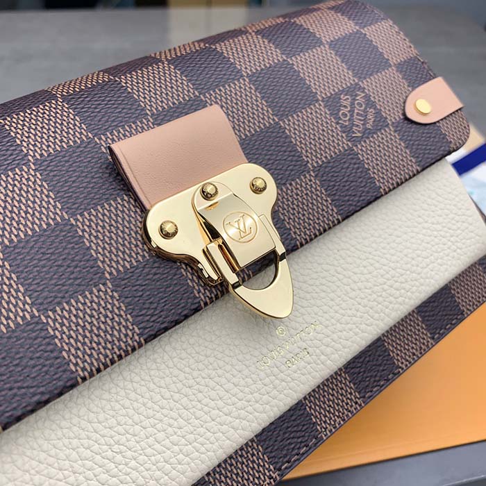 Louis Vuitton LV Women Vavin Chain Wallet Beige Damier Ebene Coated Canvas